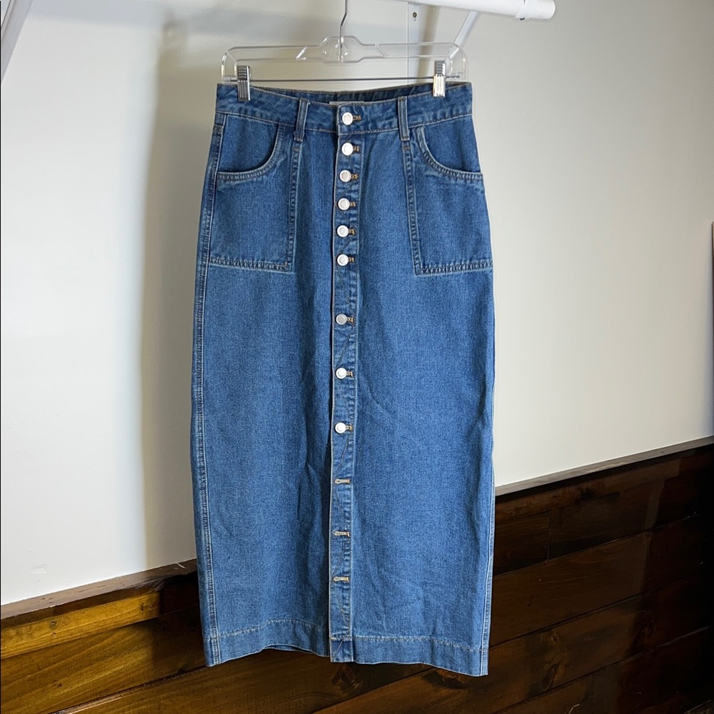 Angel Kiss Blue Denim Maxi Skirt- M
